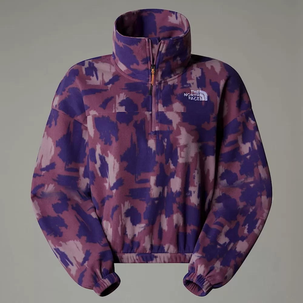 The North Face Fleecetrøjer Og Pullovers^Mountain Athletics Fleece Med Tryk Og Kvart Lynlås Til Damer Midnight Mauve Painted Mountains Print